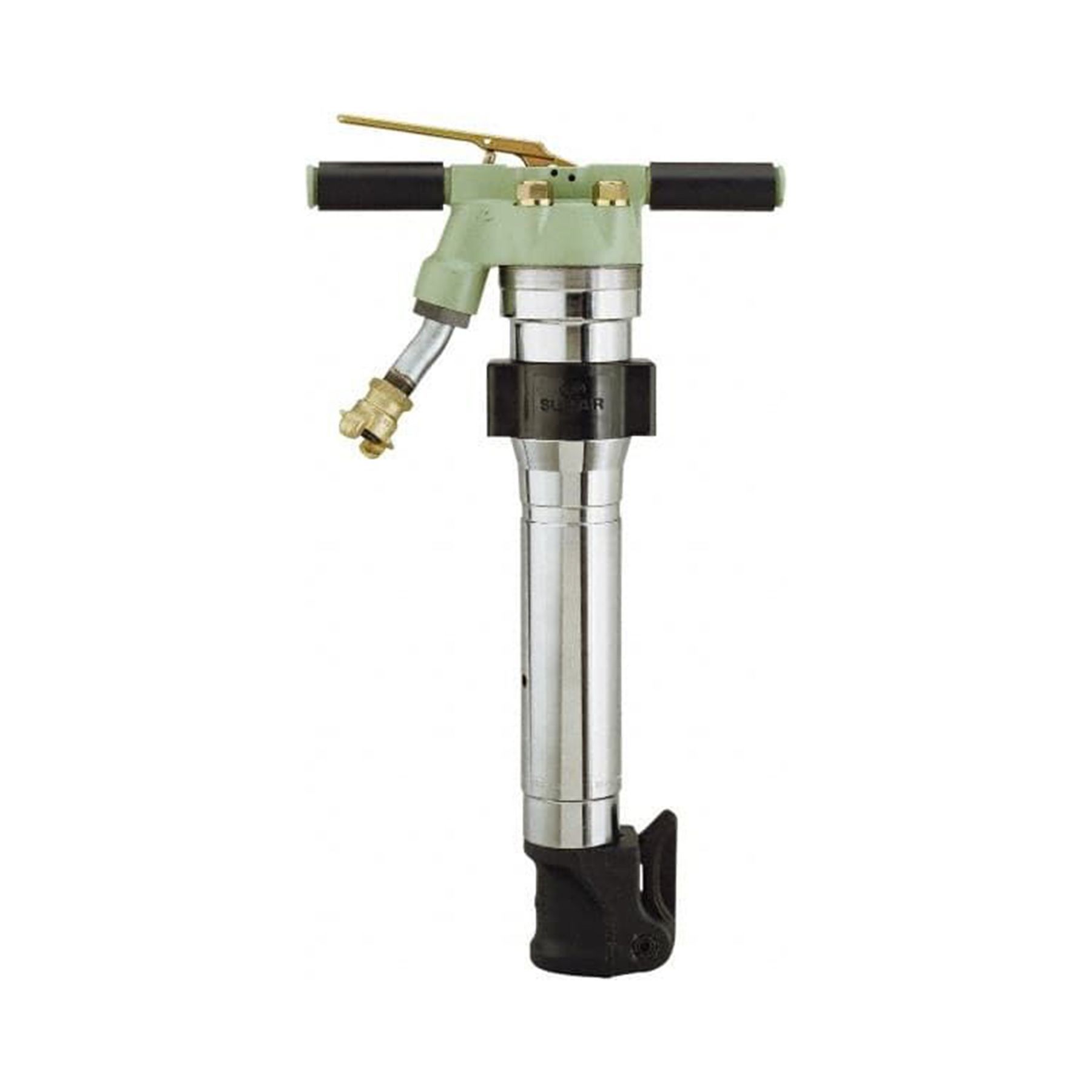 A black submersible pump with a handle on a white background.