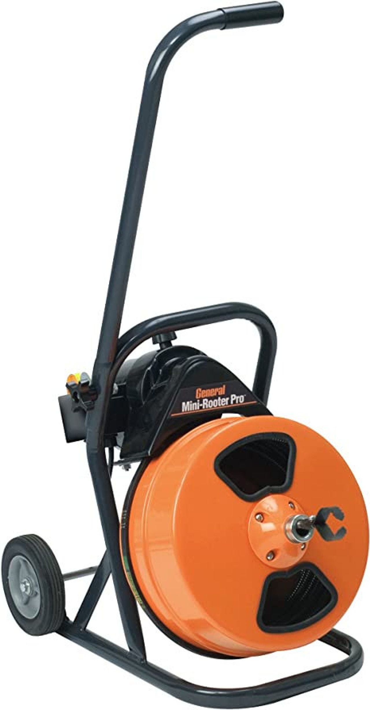A black submersible pump with a handle on a white background.