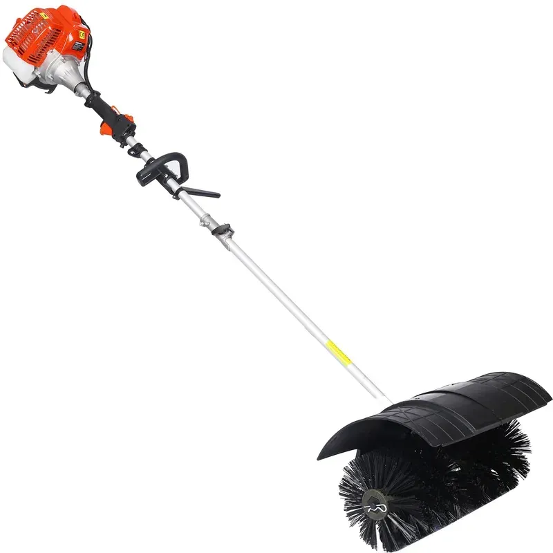 A broom with a brush attached to it on a white background