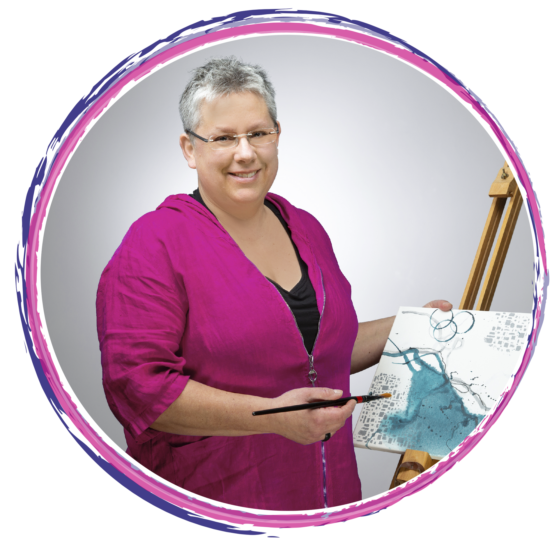 Katinka Uebel als prof. Malbegleiterin im Intuitives Malen, bietet Malbegleitung für Intuitives Malen und kreative Workshops.