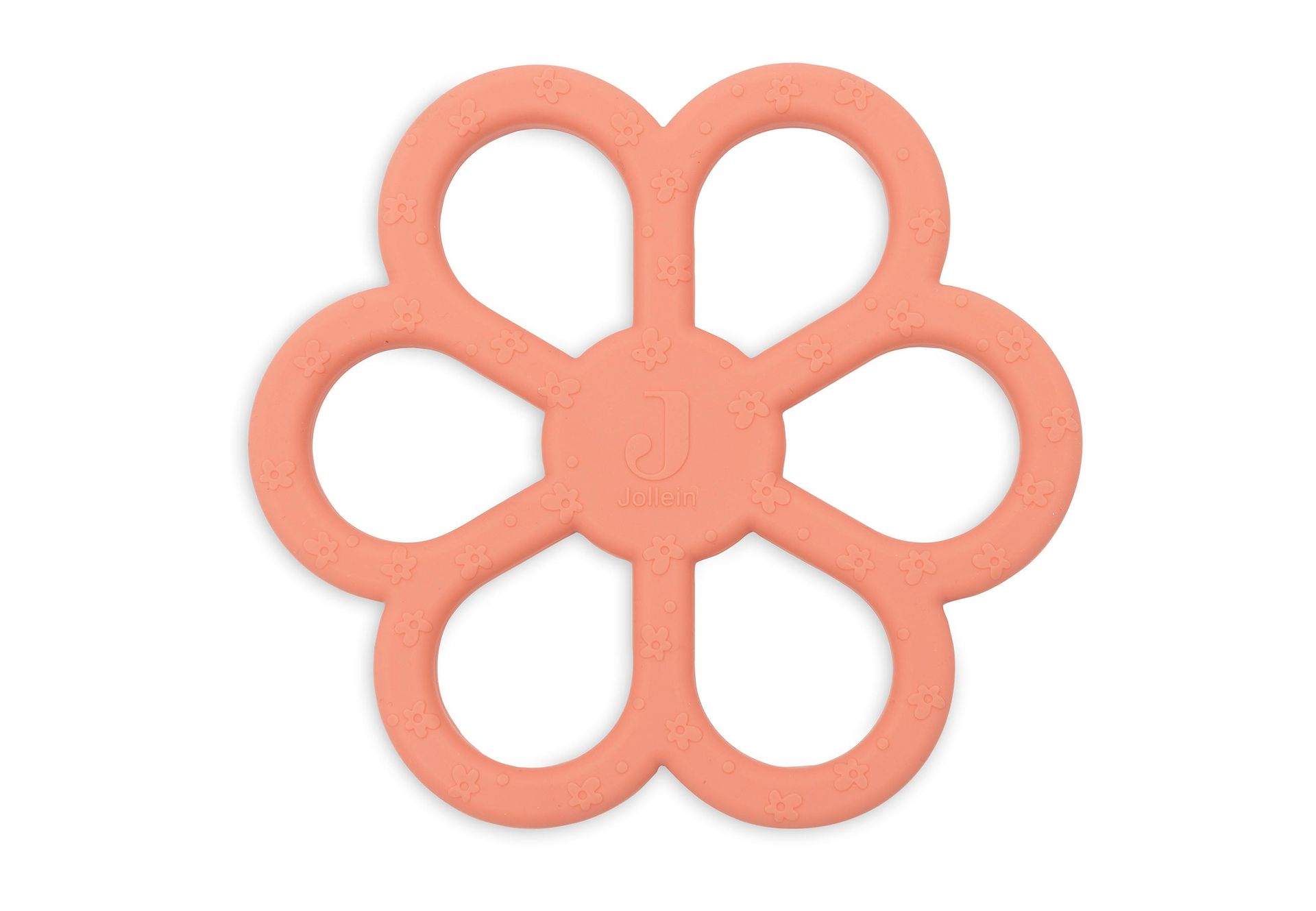 Bijtring Siliconen Flower - Coral Rose