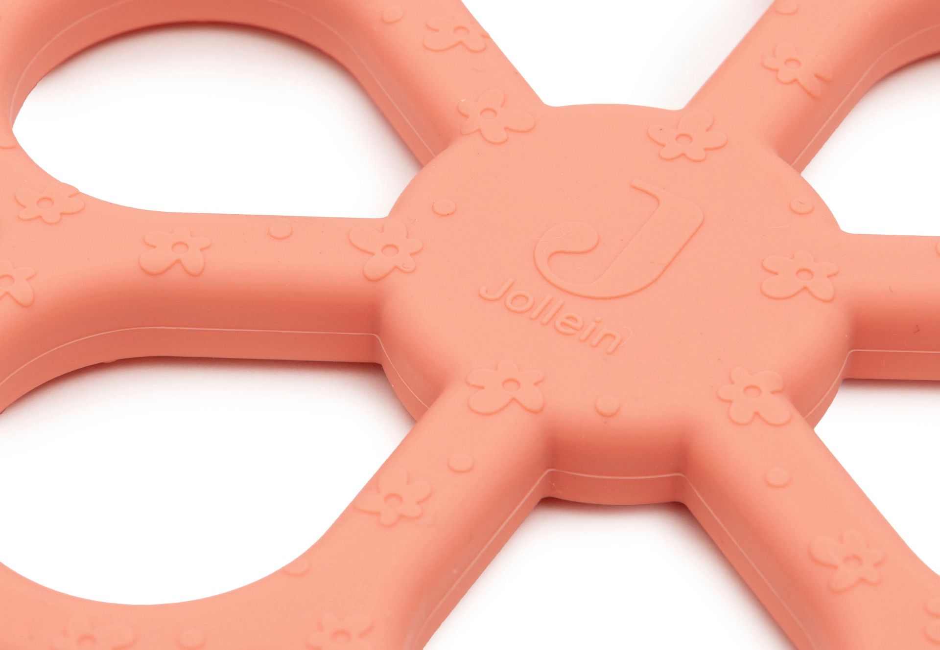 Bijtring Siliconen Flower - Coral Rose