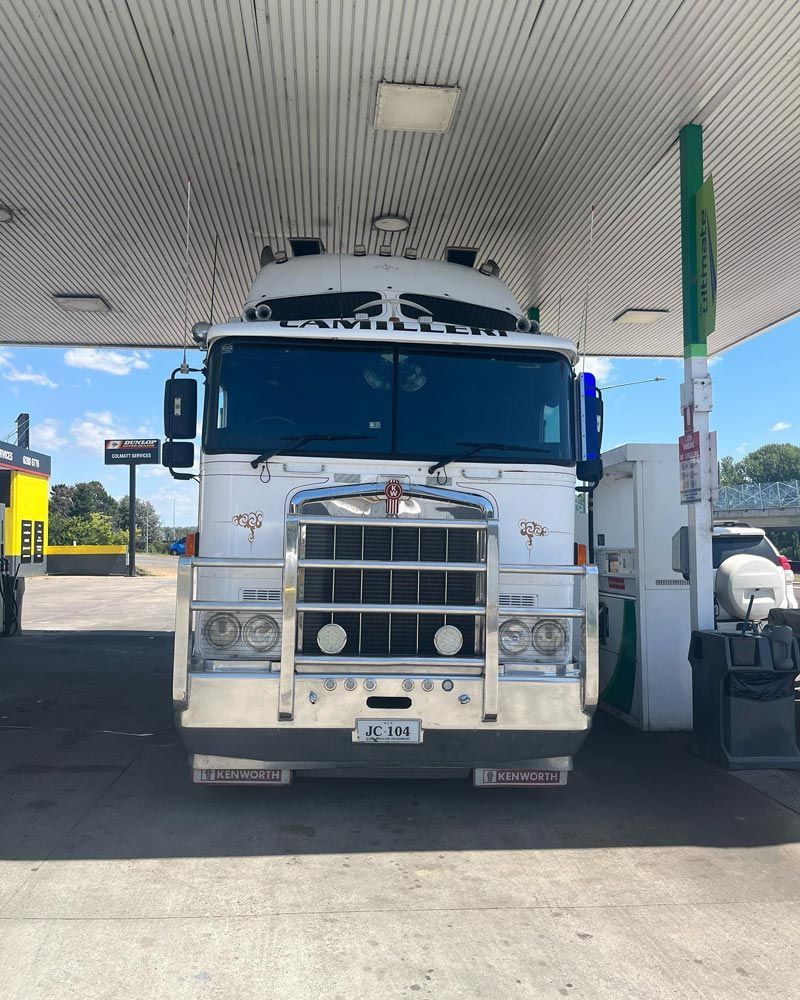 Transport Truck Refuelling at Fuel Station — Joe Camilleri Transport in Fyshwick, ACT