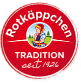 Logo mit rotem Kreis, Schriftzug „Rotkäppchen“ und Abbildung eines Mädchens. Darunter steht „Tradition seit 1926“.