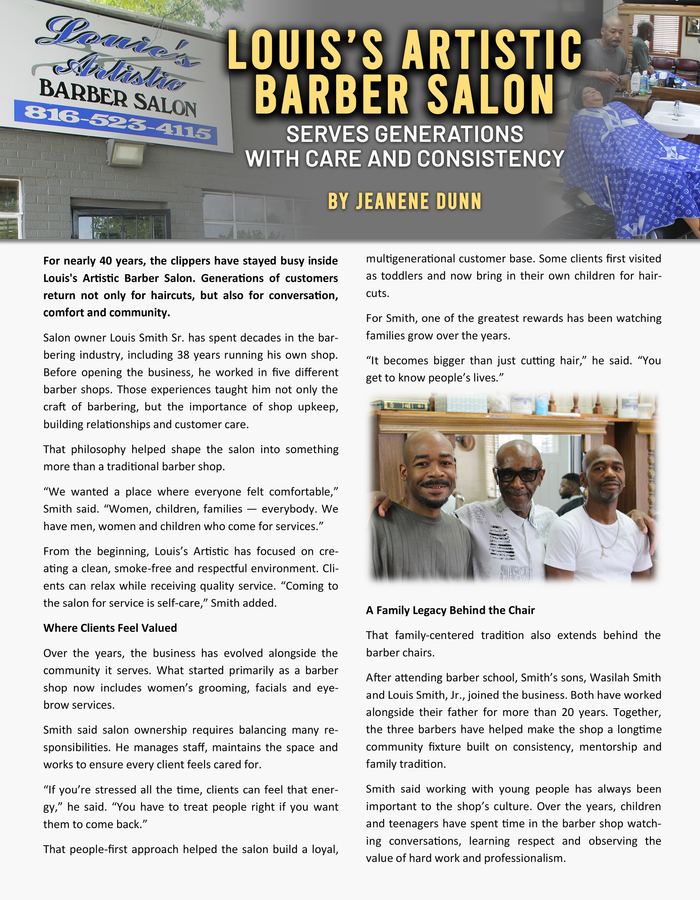 Momma Flo's food truck article. Photo of couple, food truck and text about faith, family and flavor.