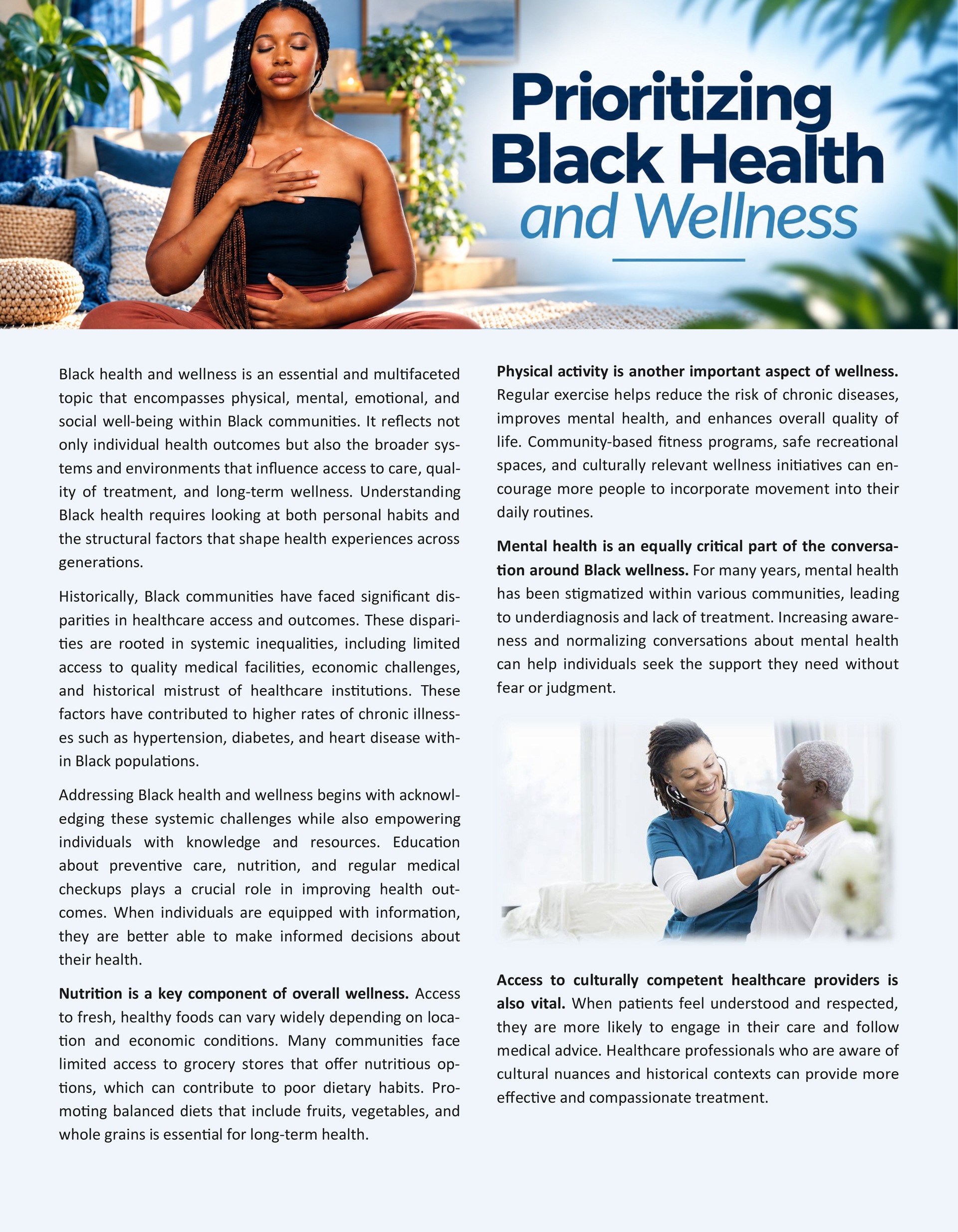 Text and photo about health equity. Hands joined; Obama quote.
