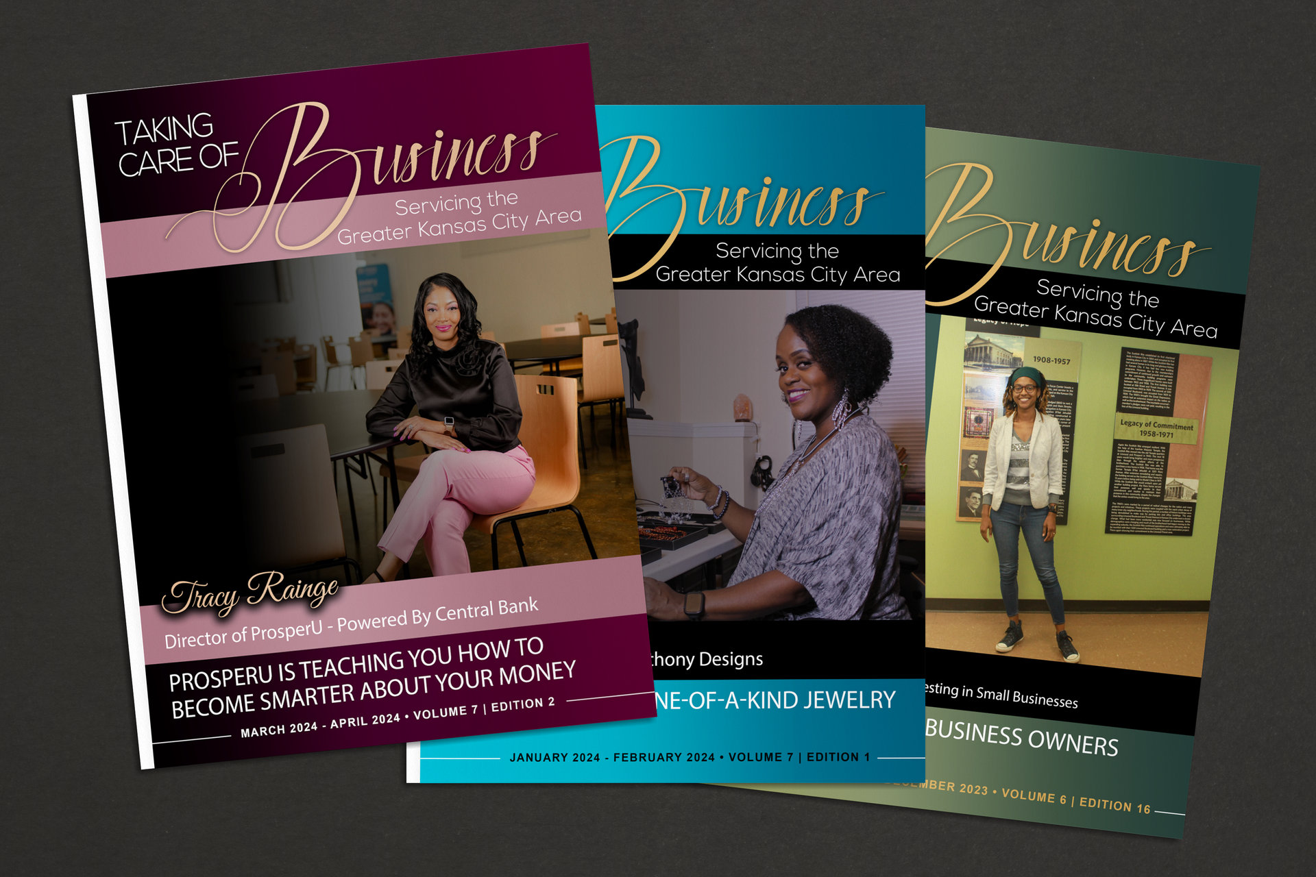 Three magazine covers titled 