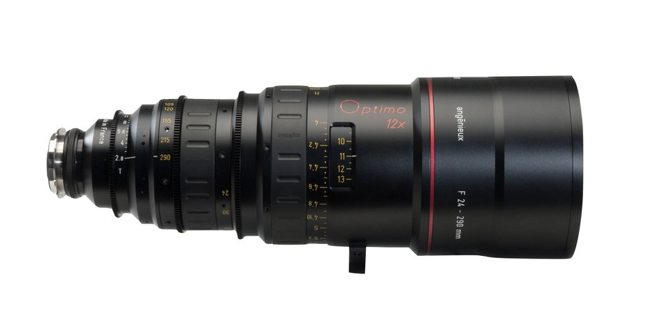 Black and red Canon zoom lens, likely for professional video or film production, showing lens markings.