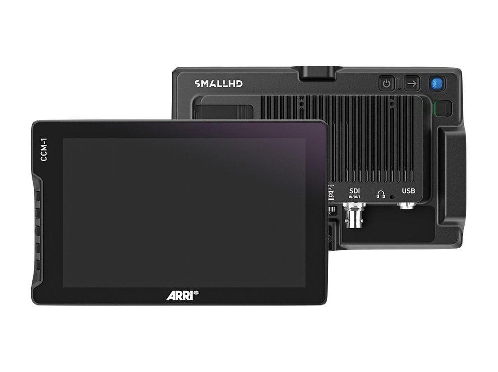Two black SmallHD monitors, one front, one back, labeled ARRI.
