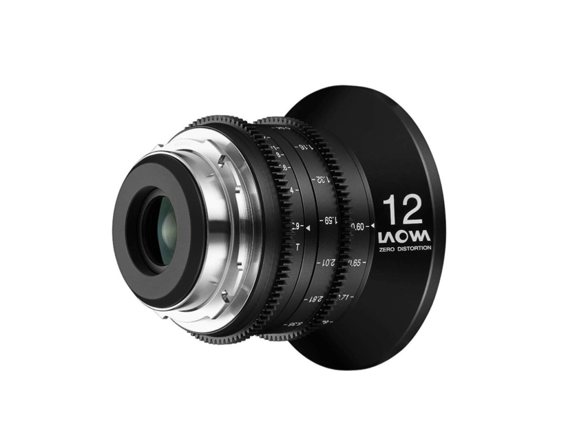 Black and silver cinema lens, marked 