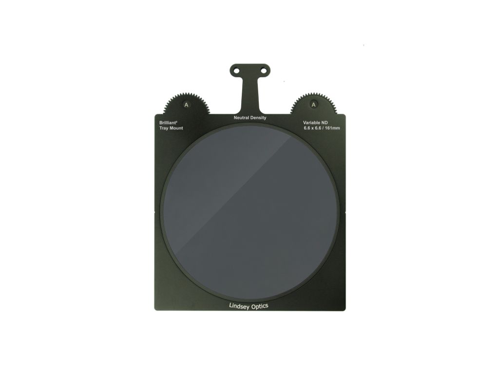 Black square camera filter with a circular dark glass.
