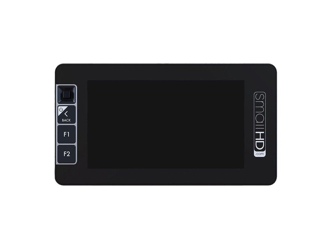 Black monitor with buttons and brand name 