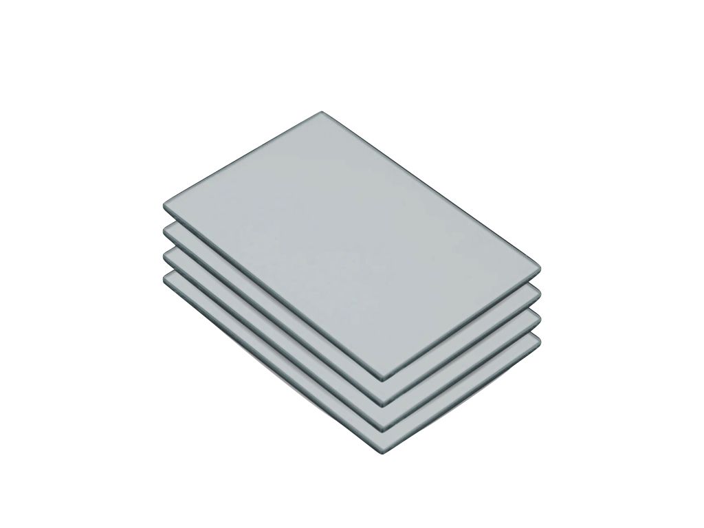 Stack of three gray rectangular sheets.