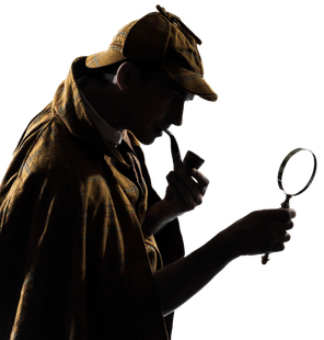 sherlock holmes silhouette in studio on white background