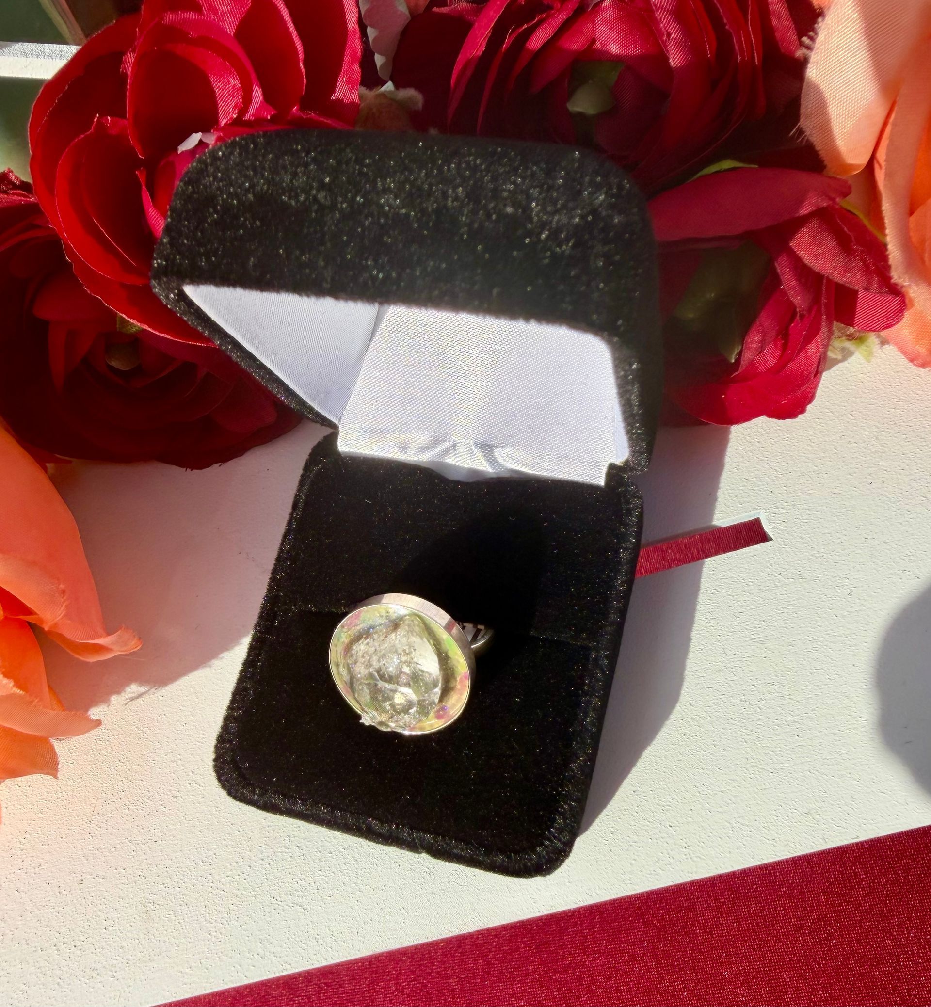 Size 6 Sterling Silver Ring With Herkimer Diamond