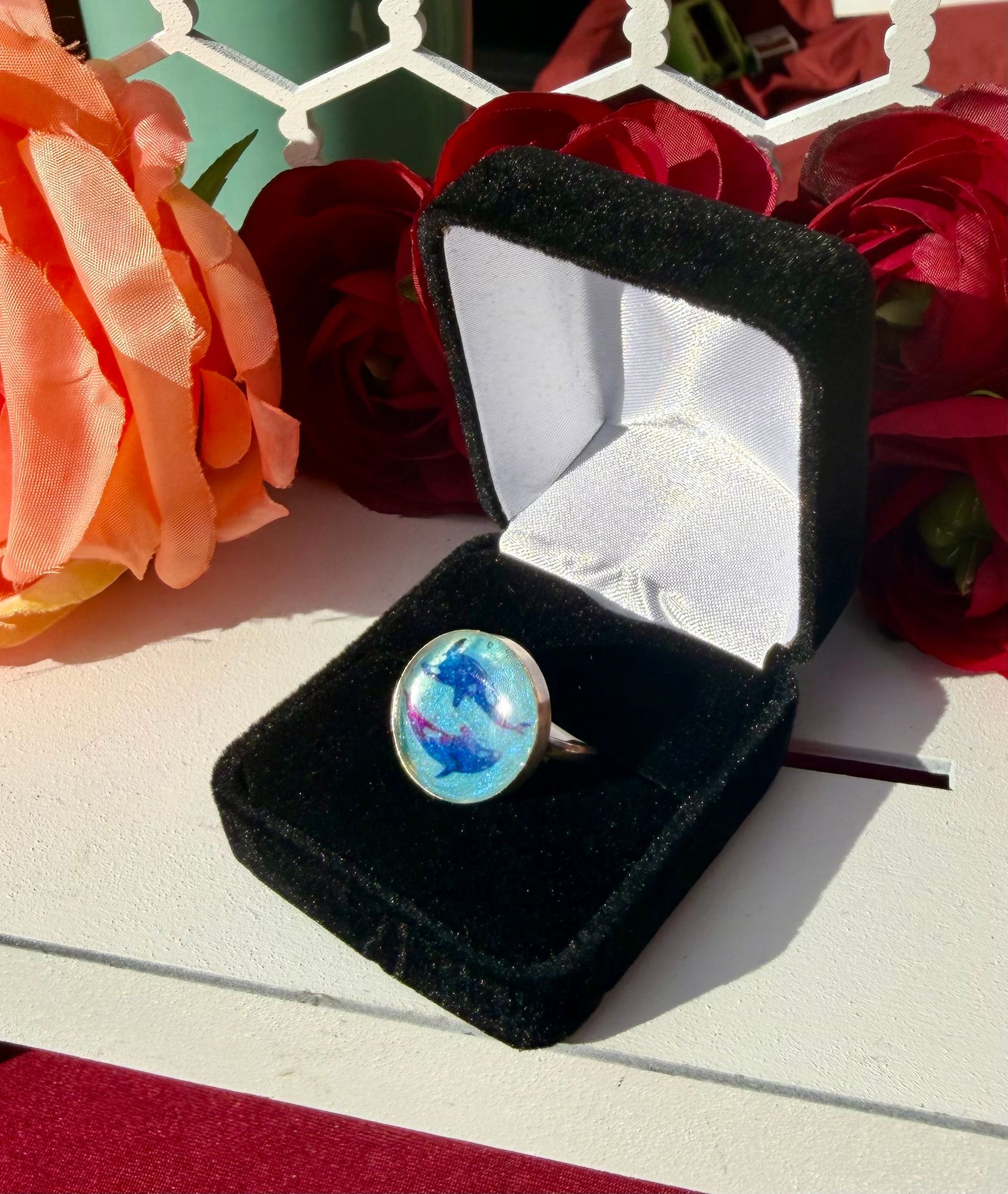 Size 8 Sterling Silver Ring With Orca Ying Yang