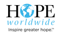 HOPE Worldwide logo with blue globe in the O and tagline “Inspire greater hope.”