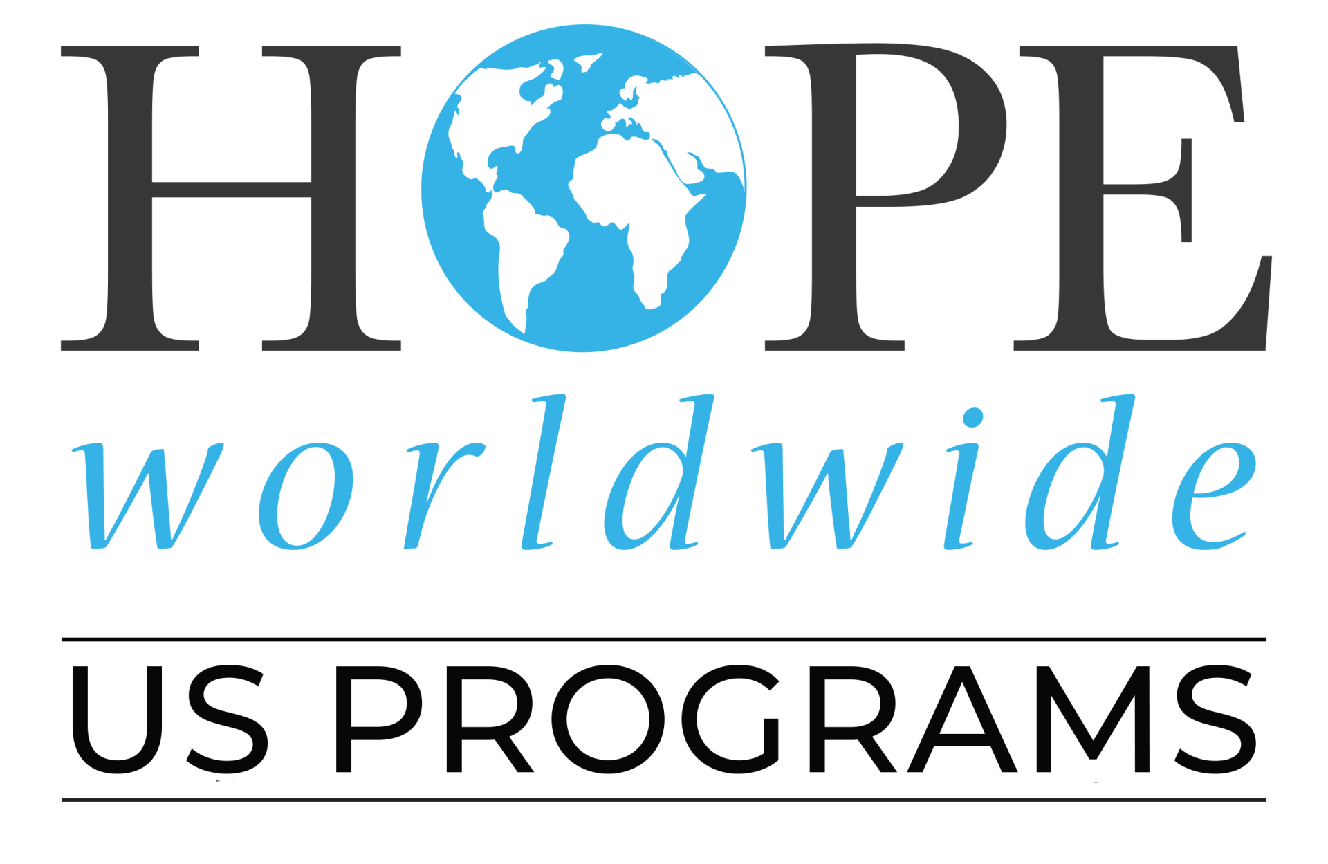 HOPE Worldwide US Programs logo with globe in the “O” and blue “worldwide” text