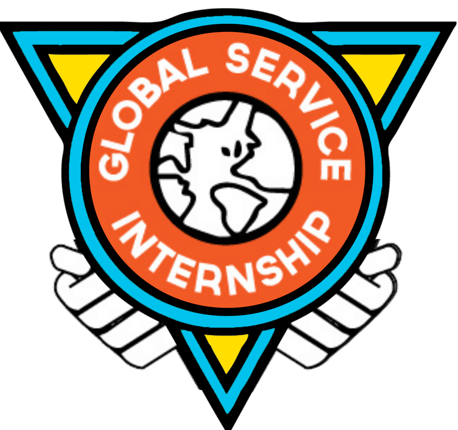 Global Service Internship logo with globe inside orange ring over blue-yellow triangle and hands