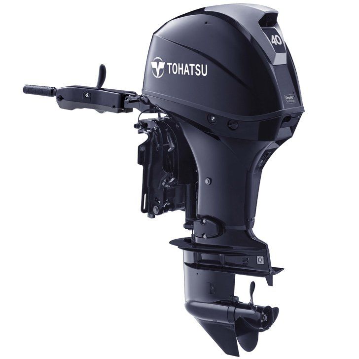 a tohatsu outboard motor is shown on a white background .