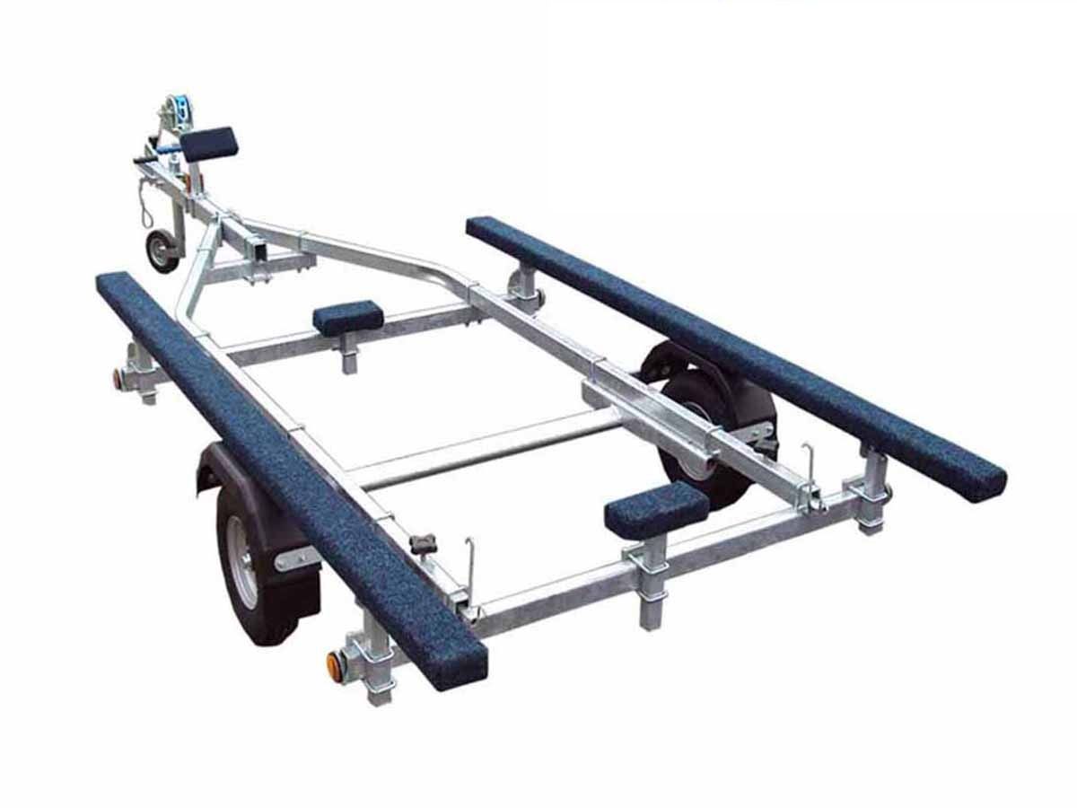a boat trailer is shown on a white background .