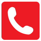 a red square with a white phone icon on it .