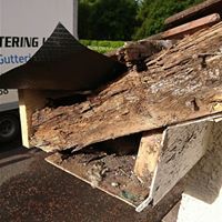before roofing repairs, rotten wood, damp, uPVC 