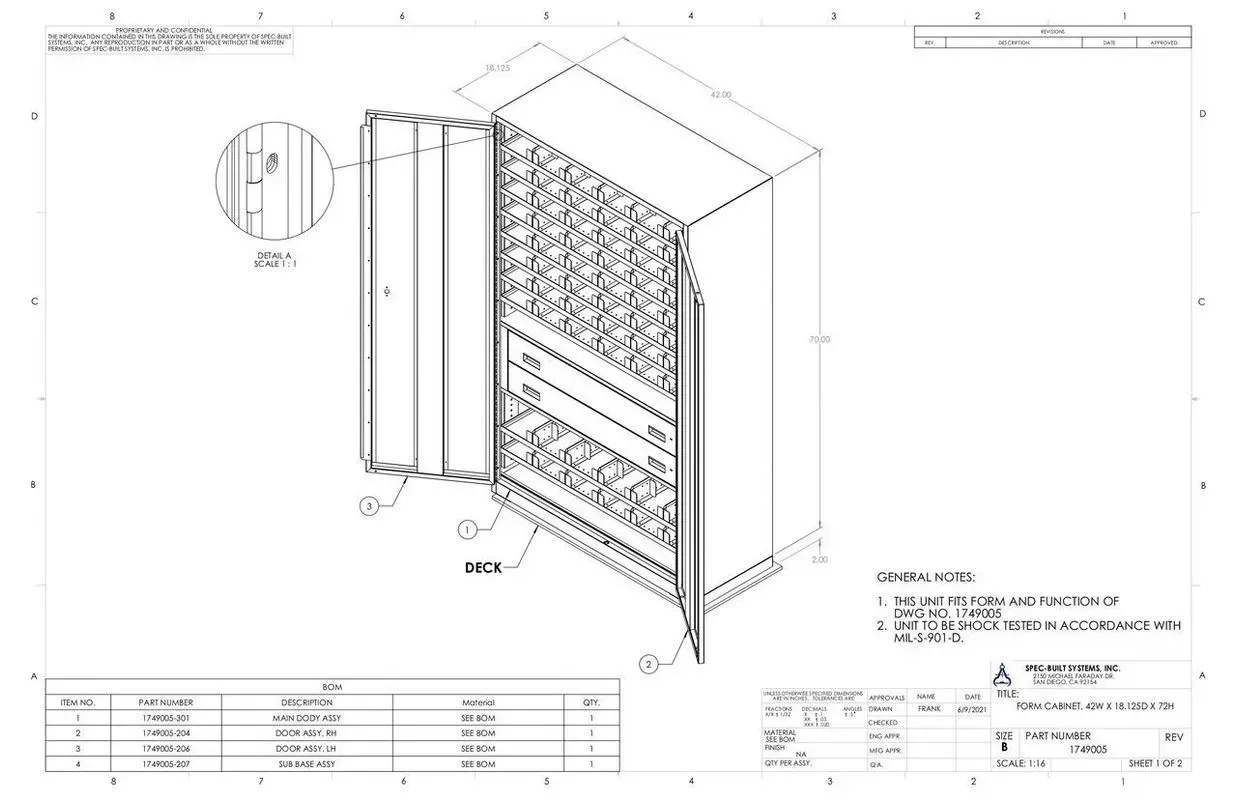 Technical drawing of a perforated metal cabinet or enclosure with dimensions and annotations