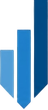 Blue geometric bar chart logo with three vertical bars on a white background