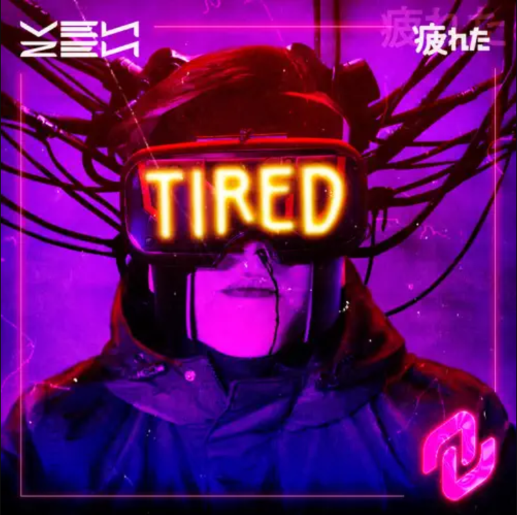 A neon sign that says tired on it