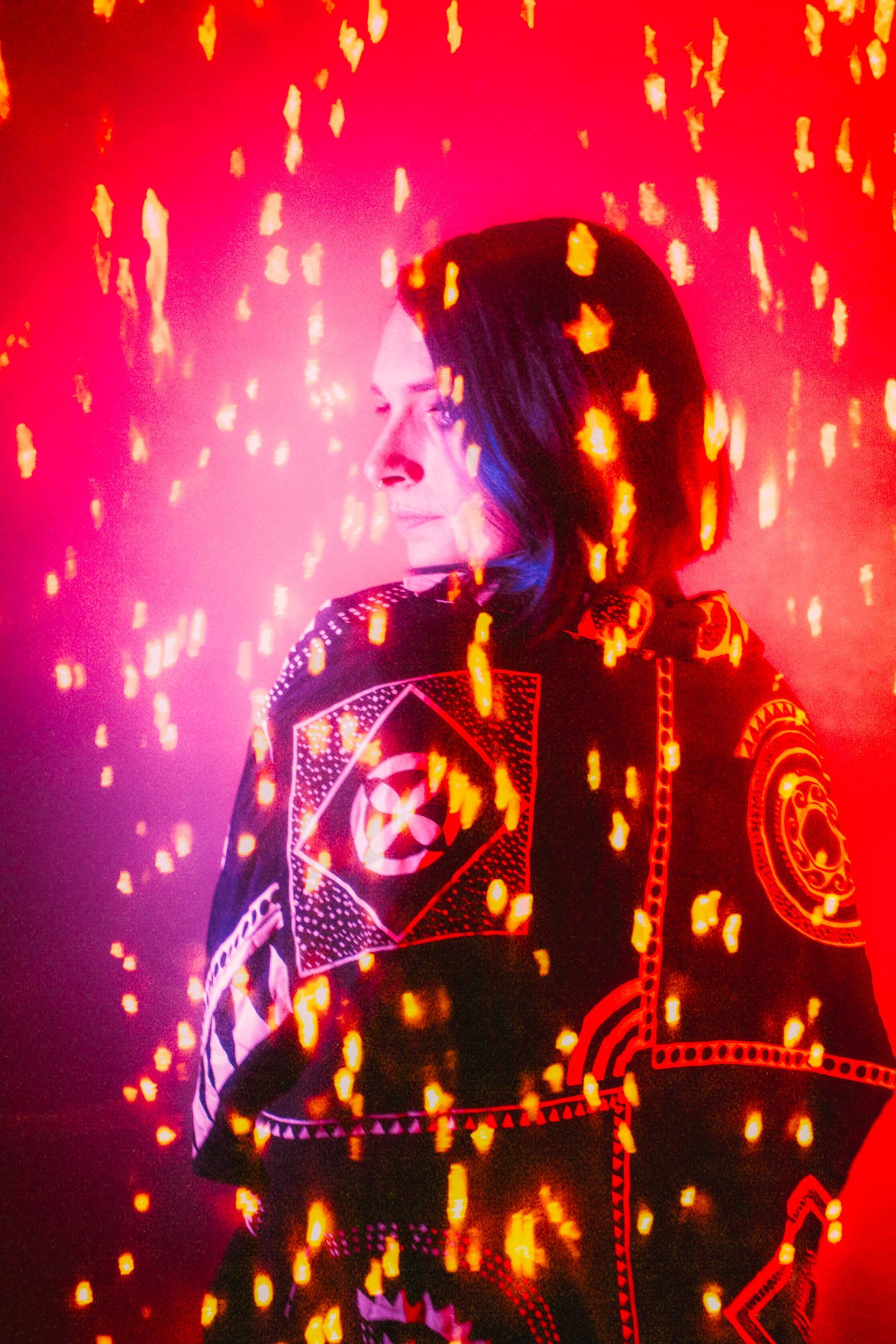 electronic musician Buggy, photographed in a colorful portrait by asheville north carolina music and studio photographer sandlin gaither 
