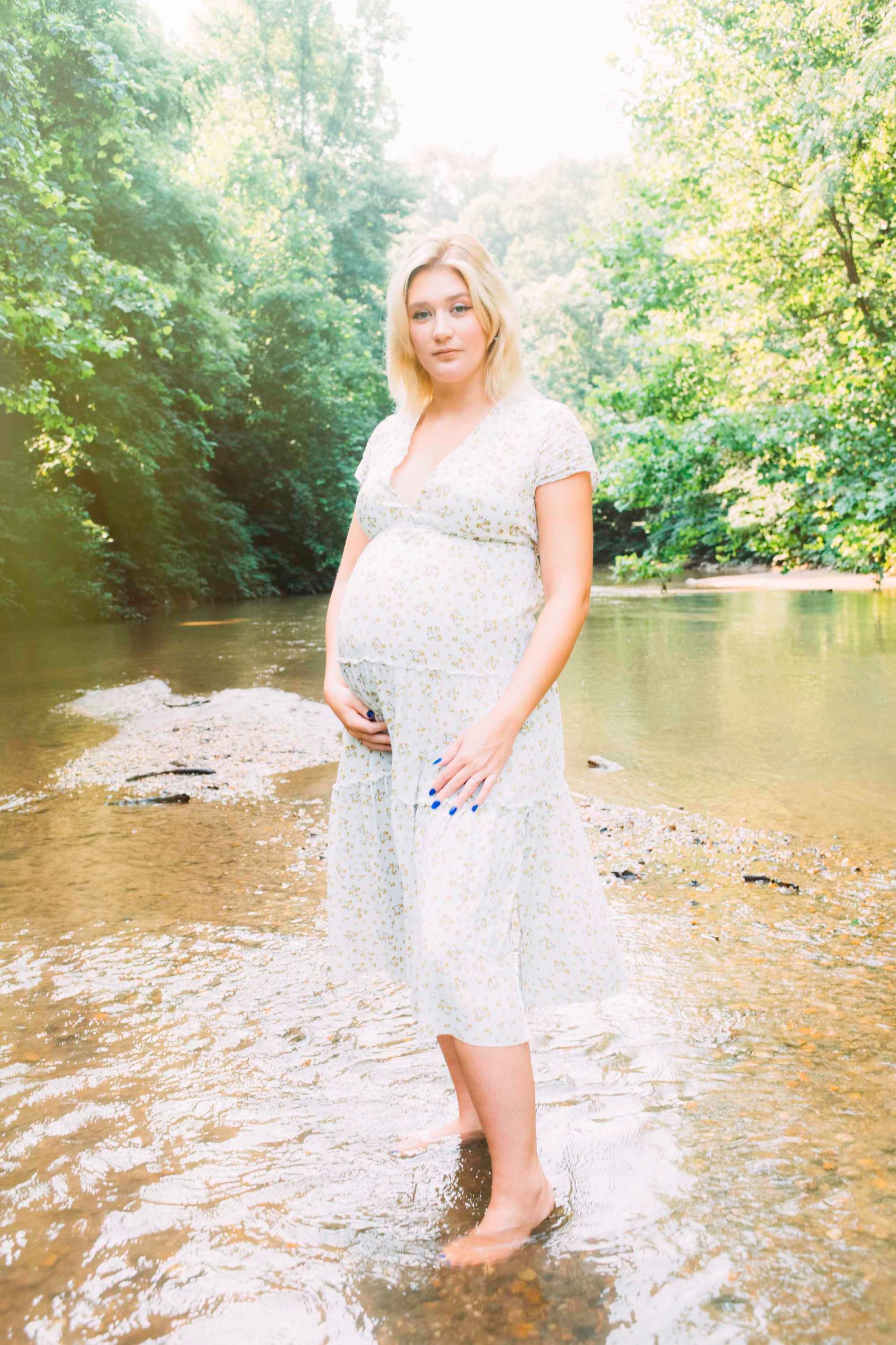 Asheville maternity photographer studio shoot — elegant and simple composition.