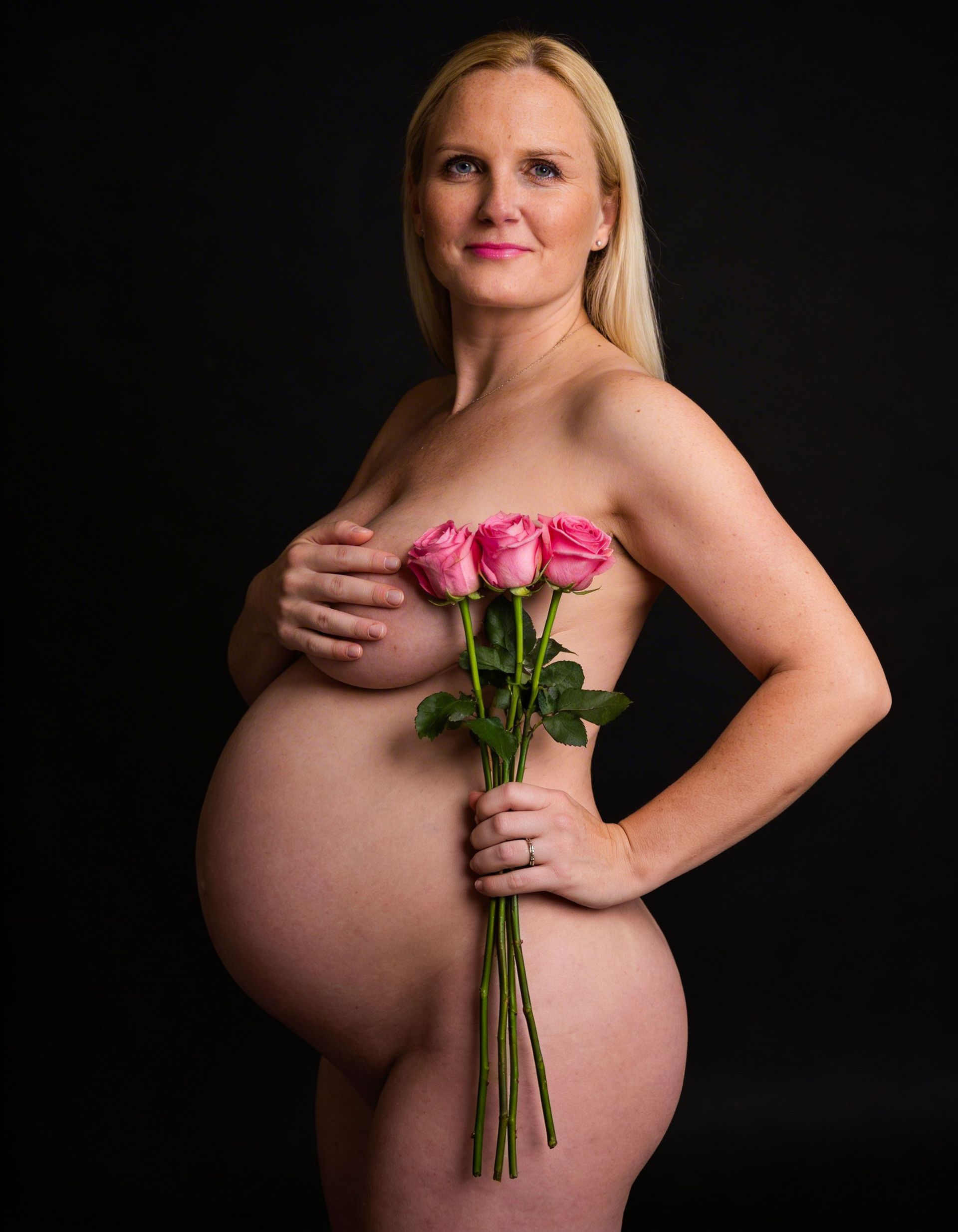 pregnant mother in maternity photography session in funky, trendy modern pose