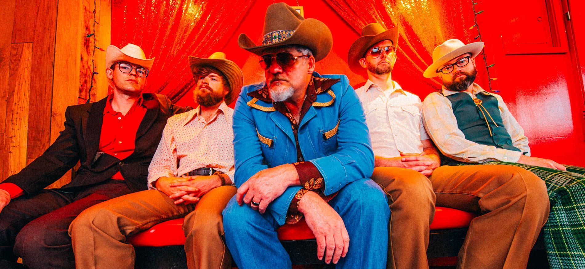 Bluegrass band Steep Canyon Rangers photographed  for their album cover 
