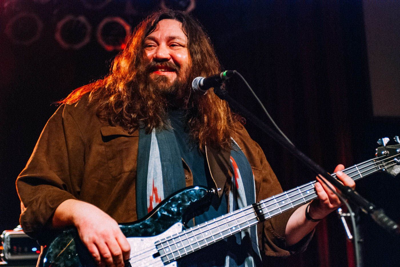 Dave Schools of Widespread Panic performs live at the Orange Peel in Asheville, photographed by North Carolina music photographer Sandlin Gaither