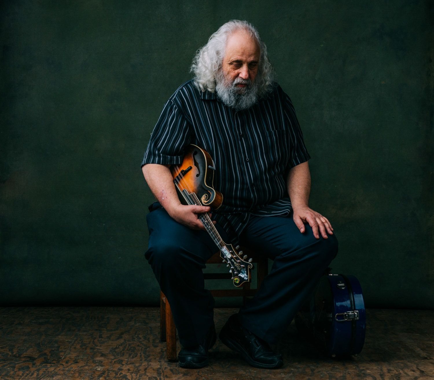 bluegrass legend David Grisman photographed by Asheville music photographer Sandlin Gaither at the Grey Eagle Music Hall