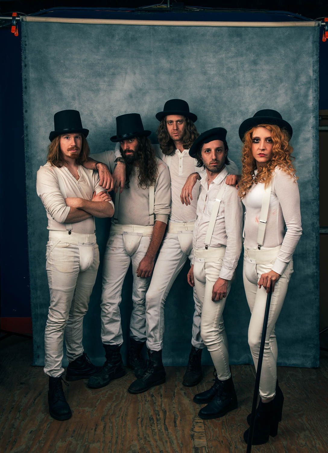 Electric Citizen band photographed in Halloween costumes by Asheville North Carolina music photographer Sandlin Gaither 