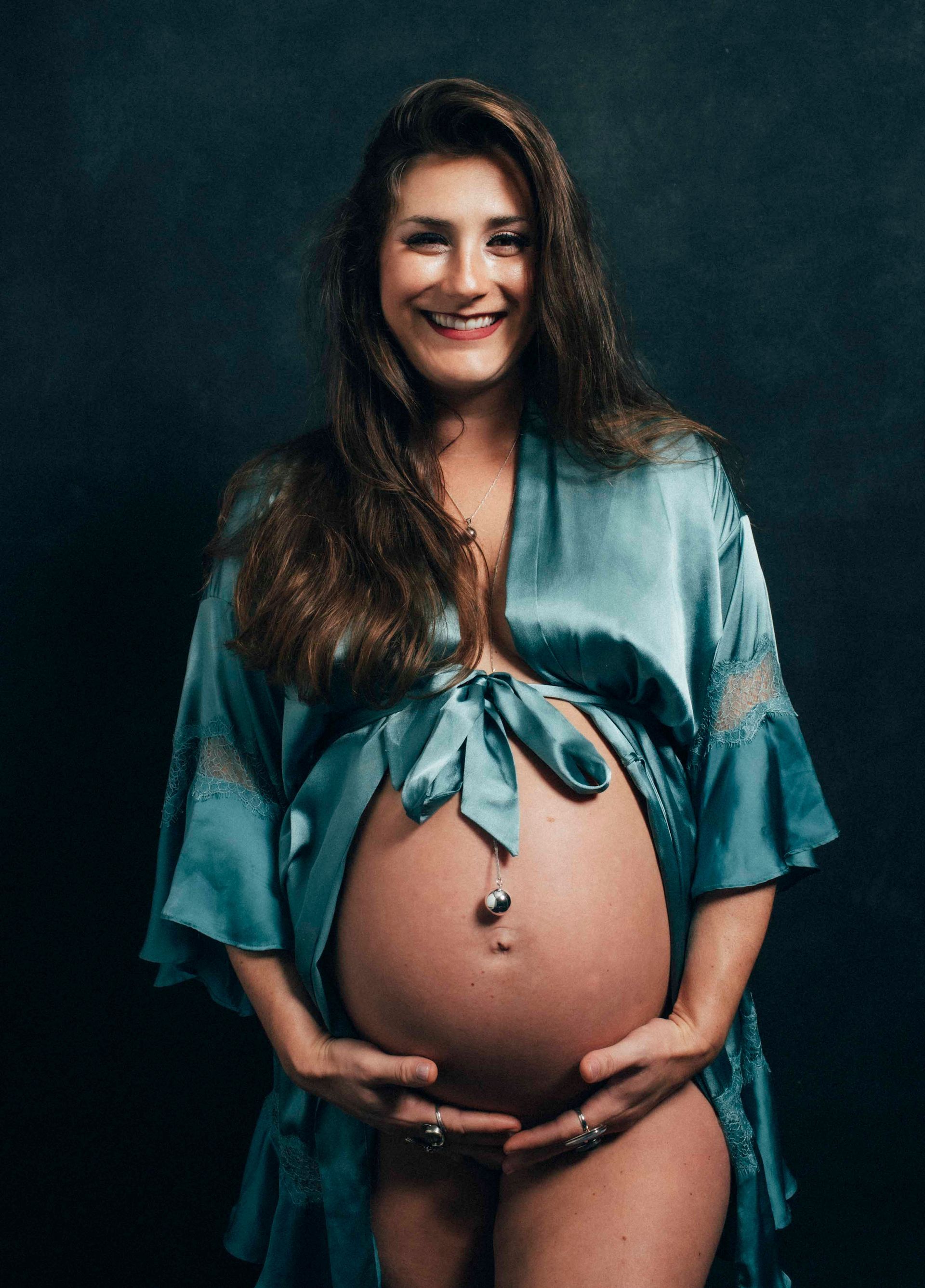 Asheville maternity photographer studio shoot — elegant and simple composition.