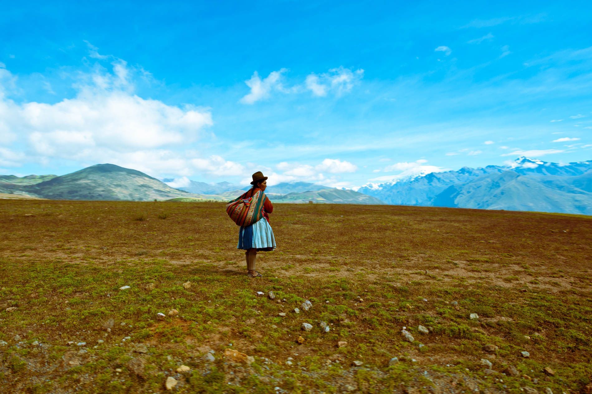 lone woman on the high plains, Andes mountains, Cuzco, Peru, small group travel and food photography tours with Sandlin Gaither Explorer's Club