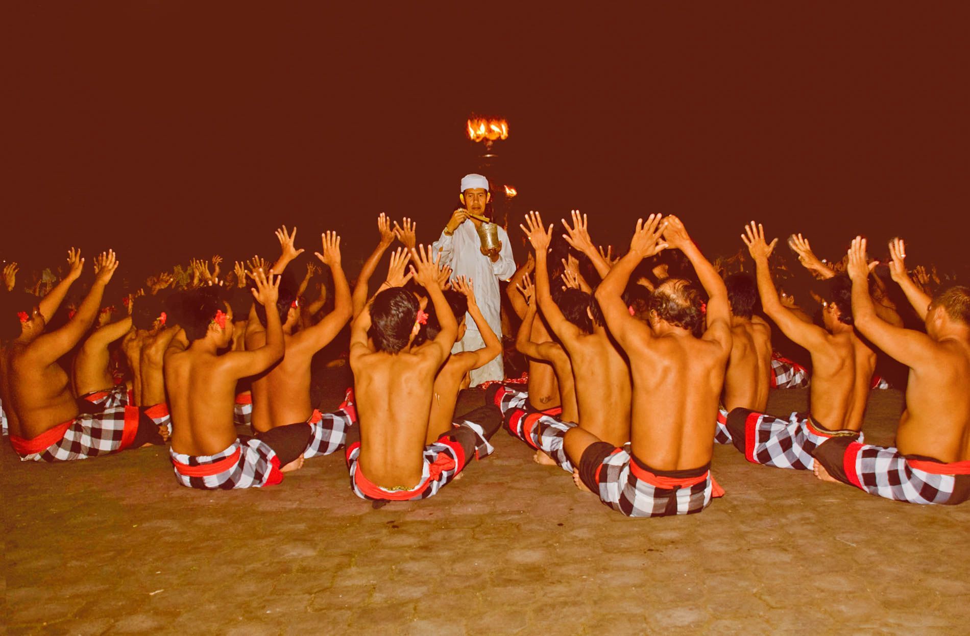 Kecak fire dance ritual in Ubud — Bali travel photography