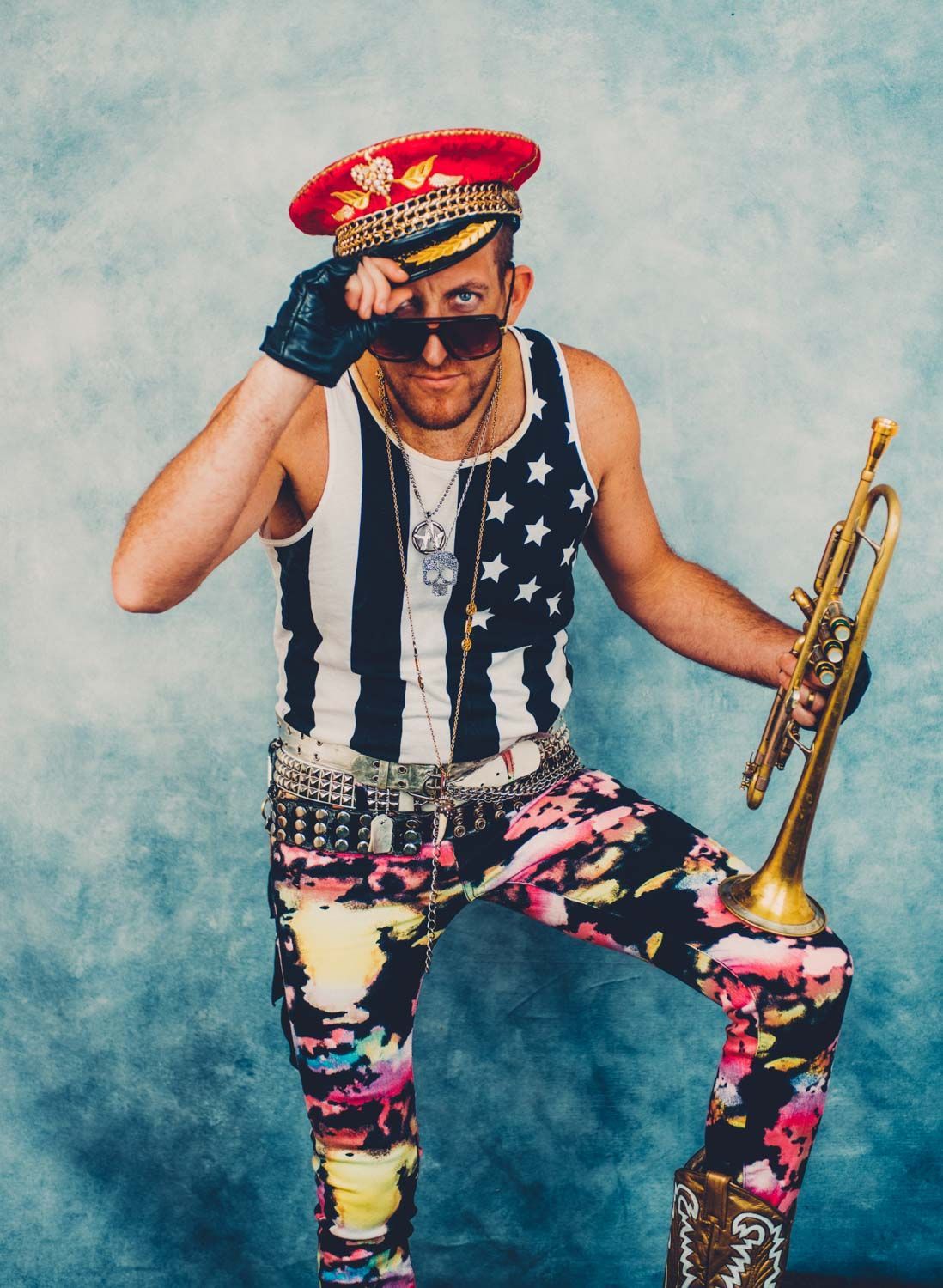 Marchfourth horn player, posed for portrait by Asheville music photographer Sandlin Gaither 