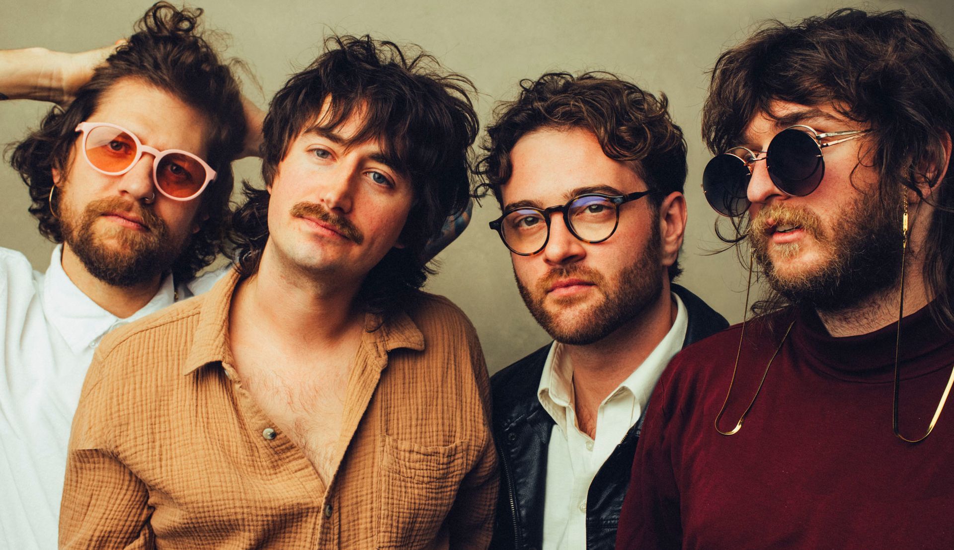 pink beds indie rock band posed for promo photo by music photographer sandlin gaither in western north carolina photo studio, 2025
