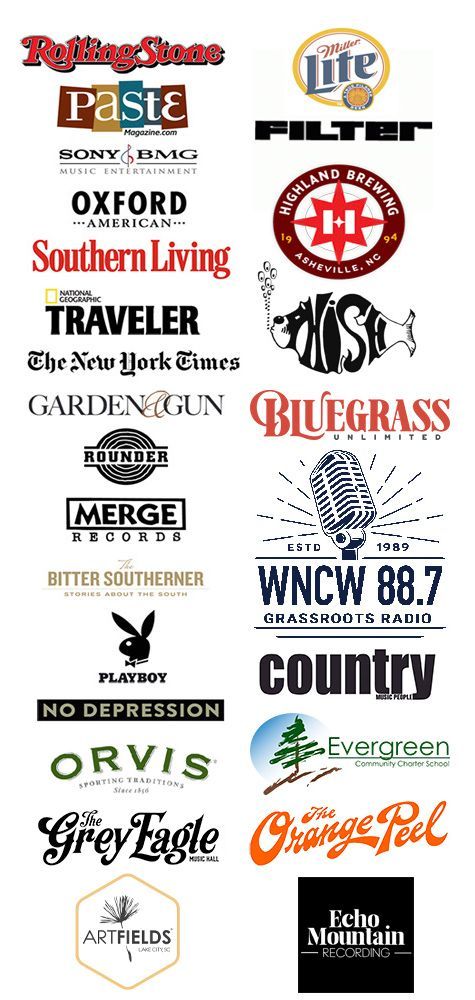 client logos for music photographer Sandlin Gaither 