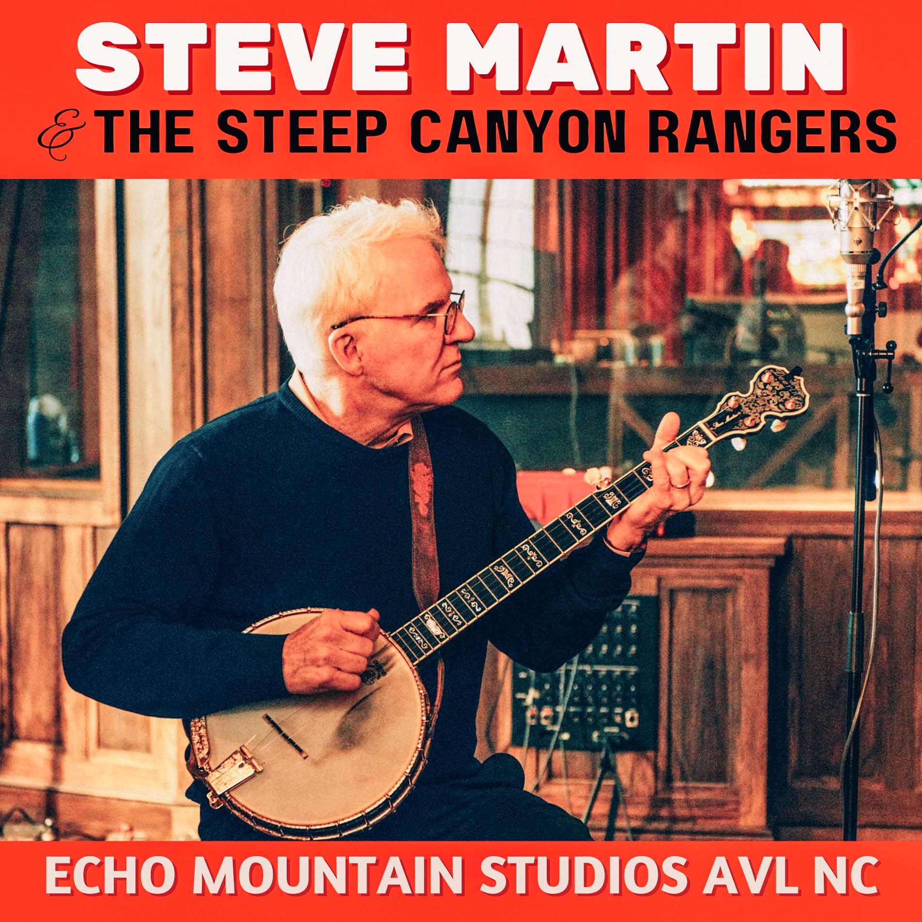 Steve Martin records banjo at Echo Mountain Studios