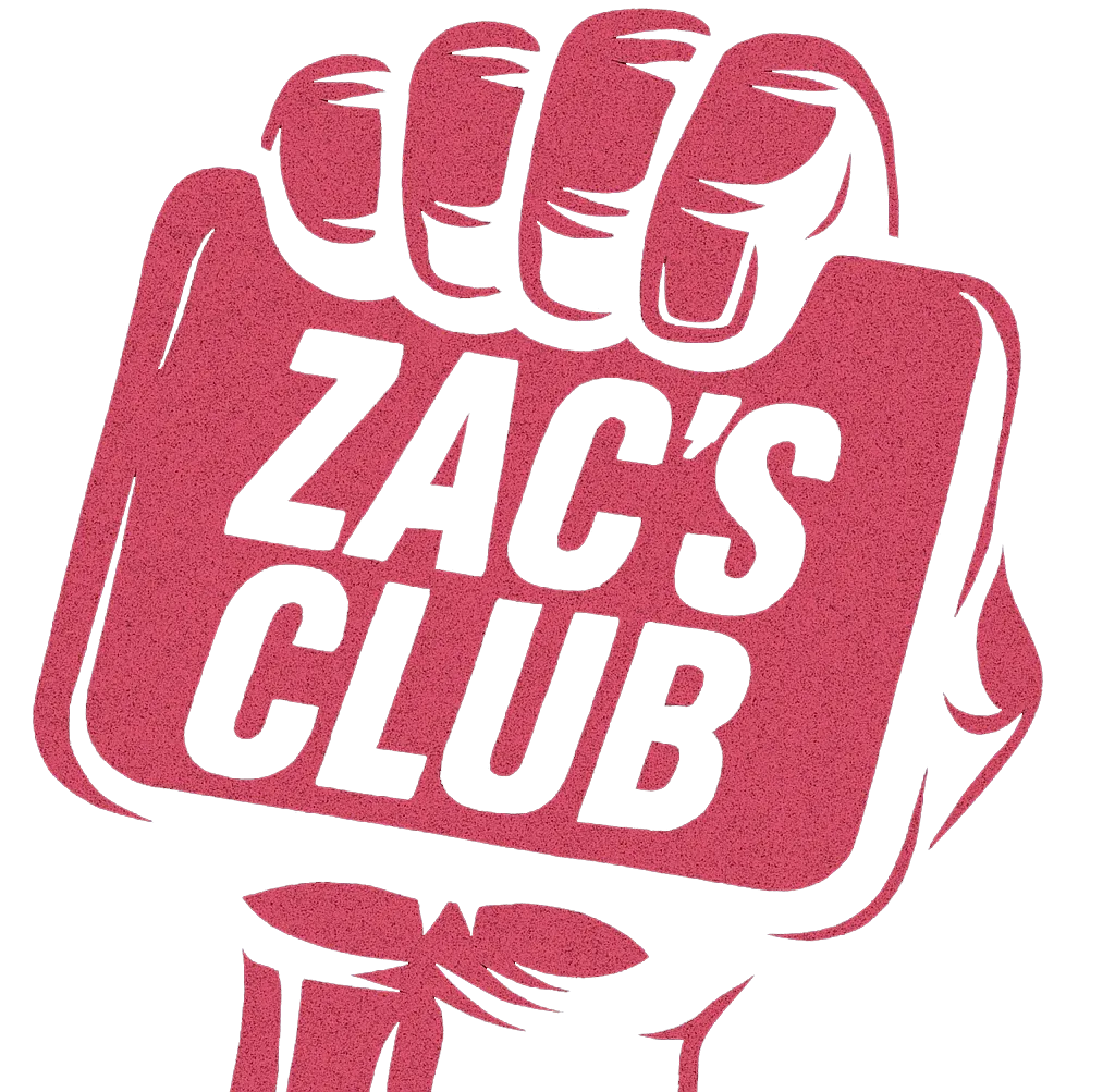 A red fist raised upward, holding a banner with the white text