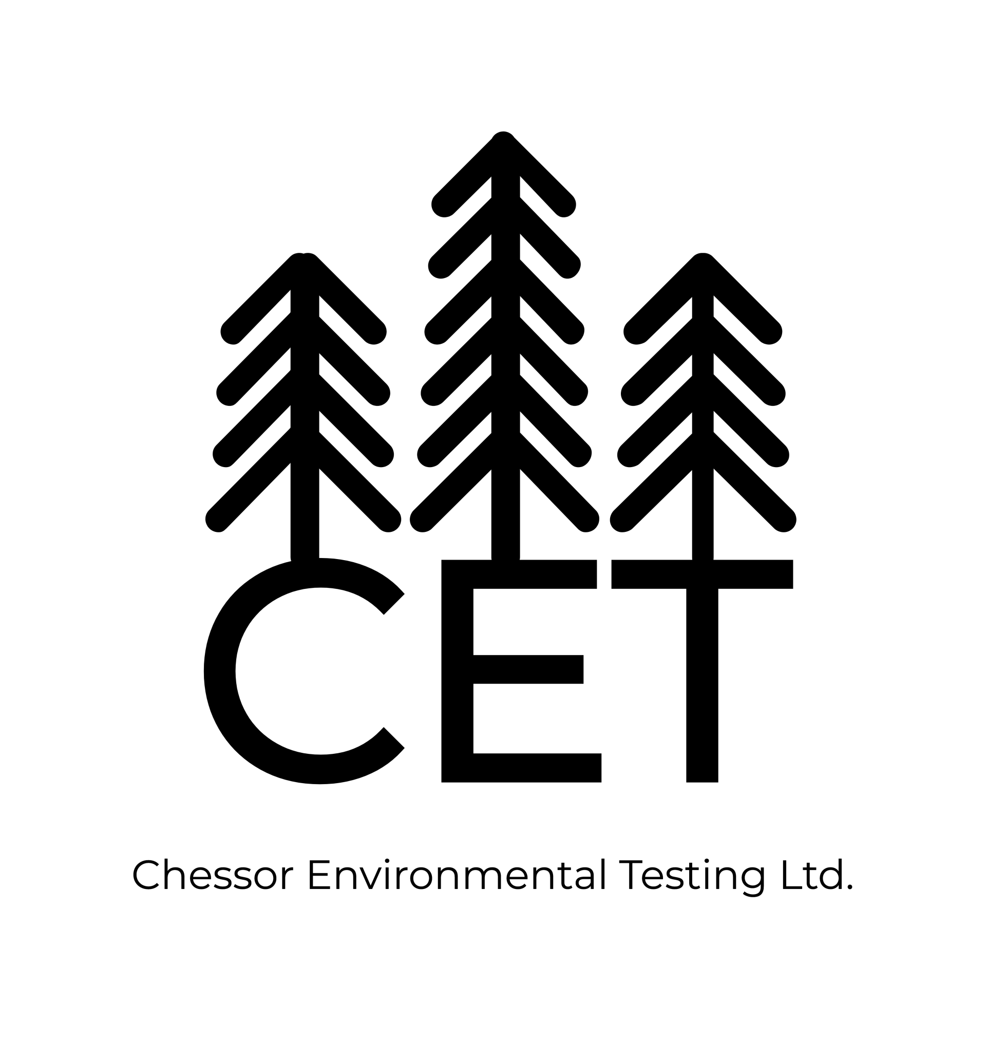 Logo for Chessor Environmental Testing Ltd., featuring three stylized pine trees above the letters