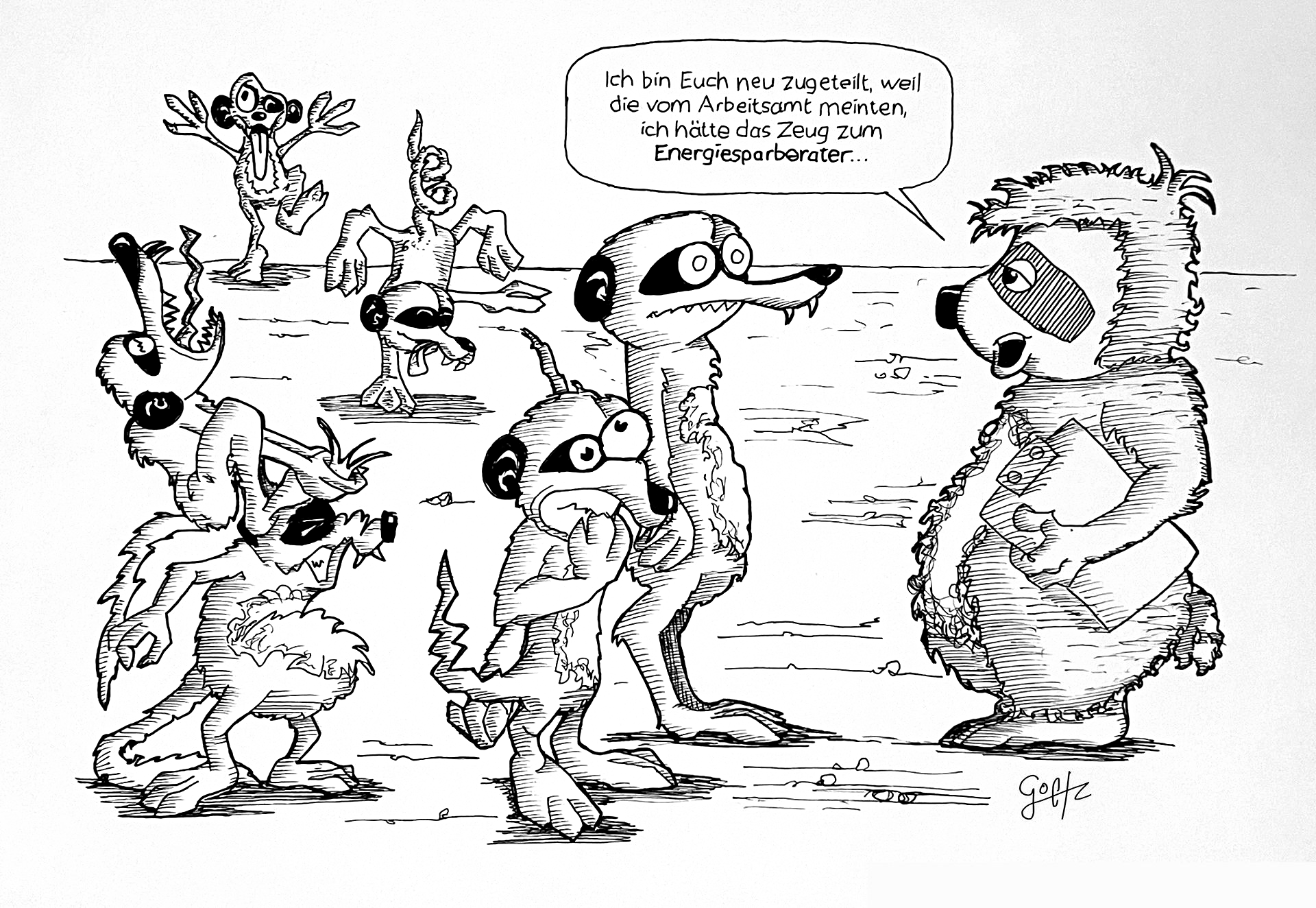 Cartoon Tusche