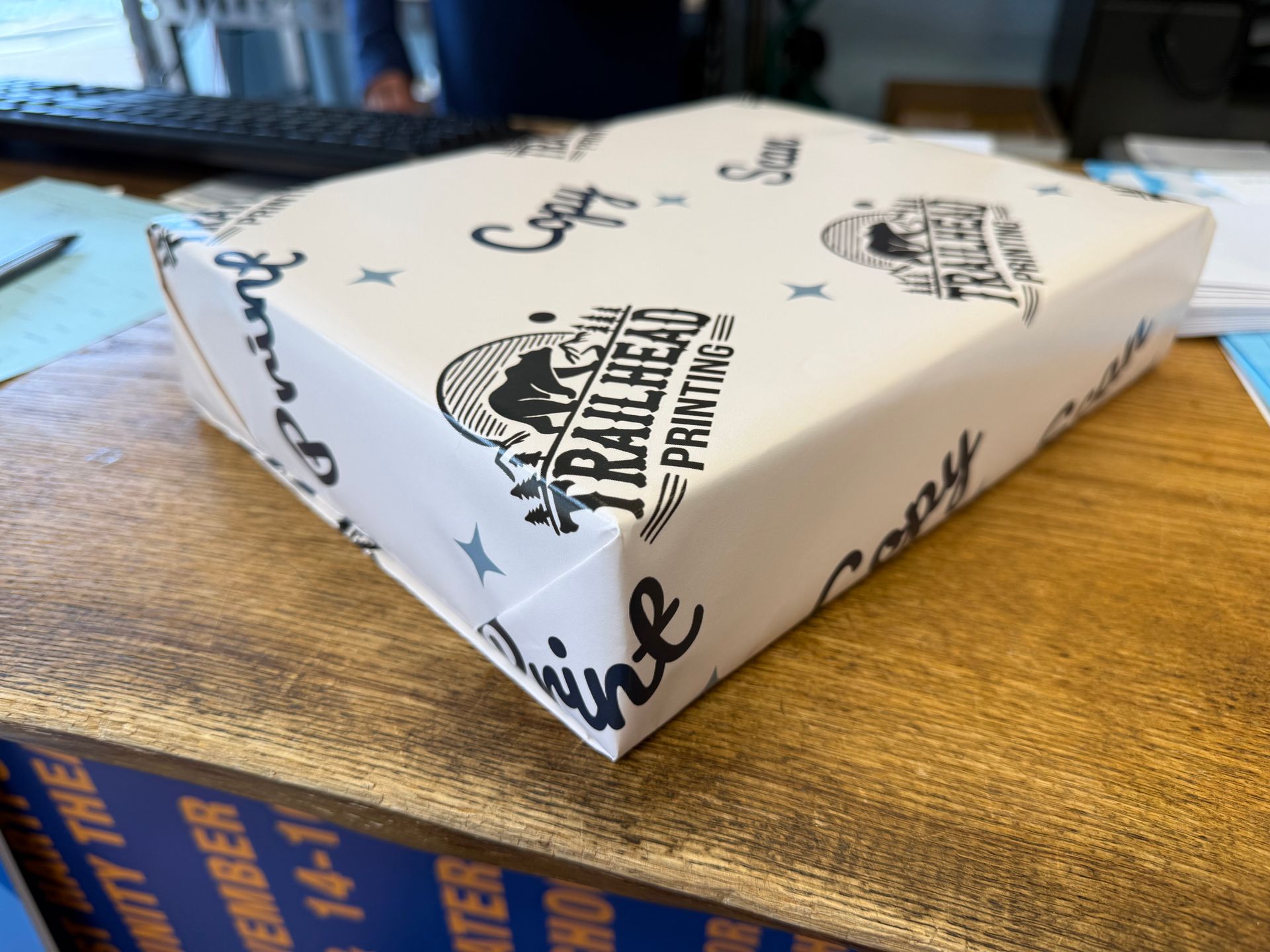 Box wrapped in paper with