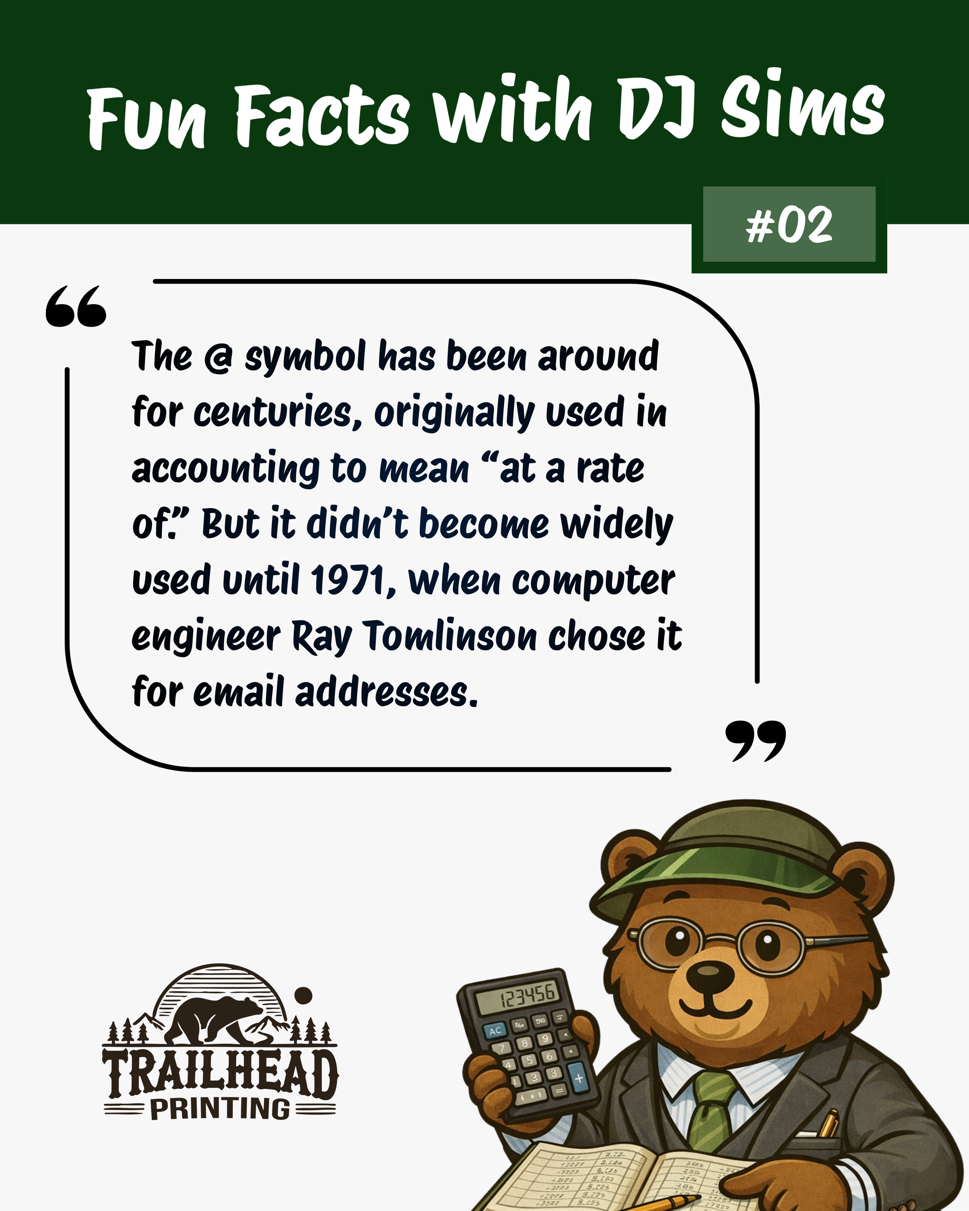 A friendly cartoon bear mascot wearing an accountant outfit, including a suit, tie, and visor, holding a calculator and an open ledger while carrying a briefcase.