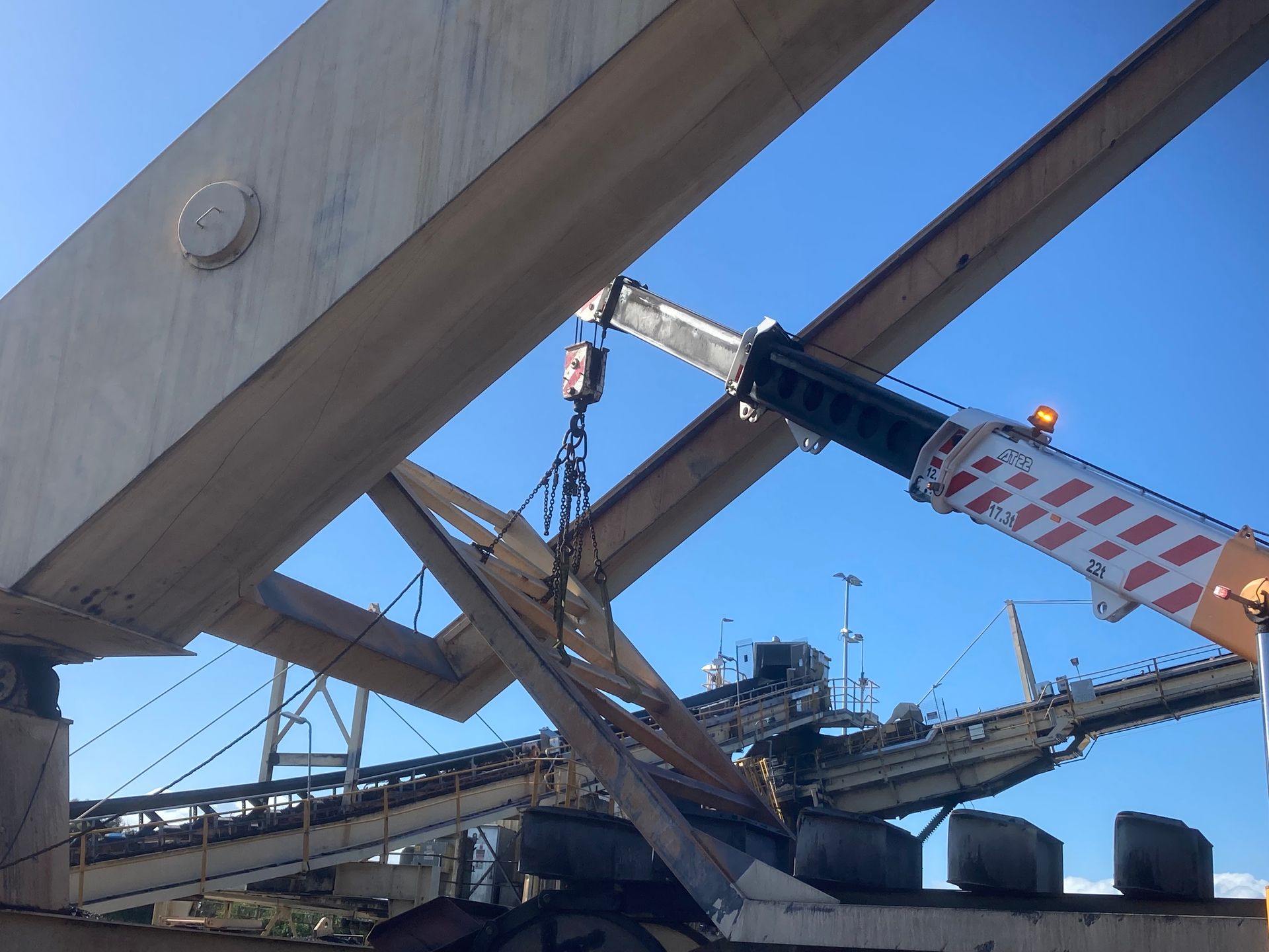 A Crane Is Being Used To Lift A Large Piece Of Metal — JMG Maintenance & Fabrication In Muswellbrook NSW